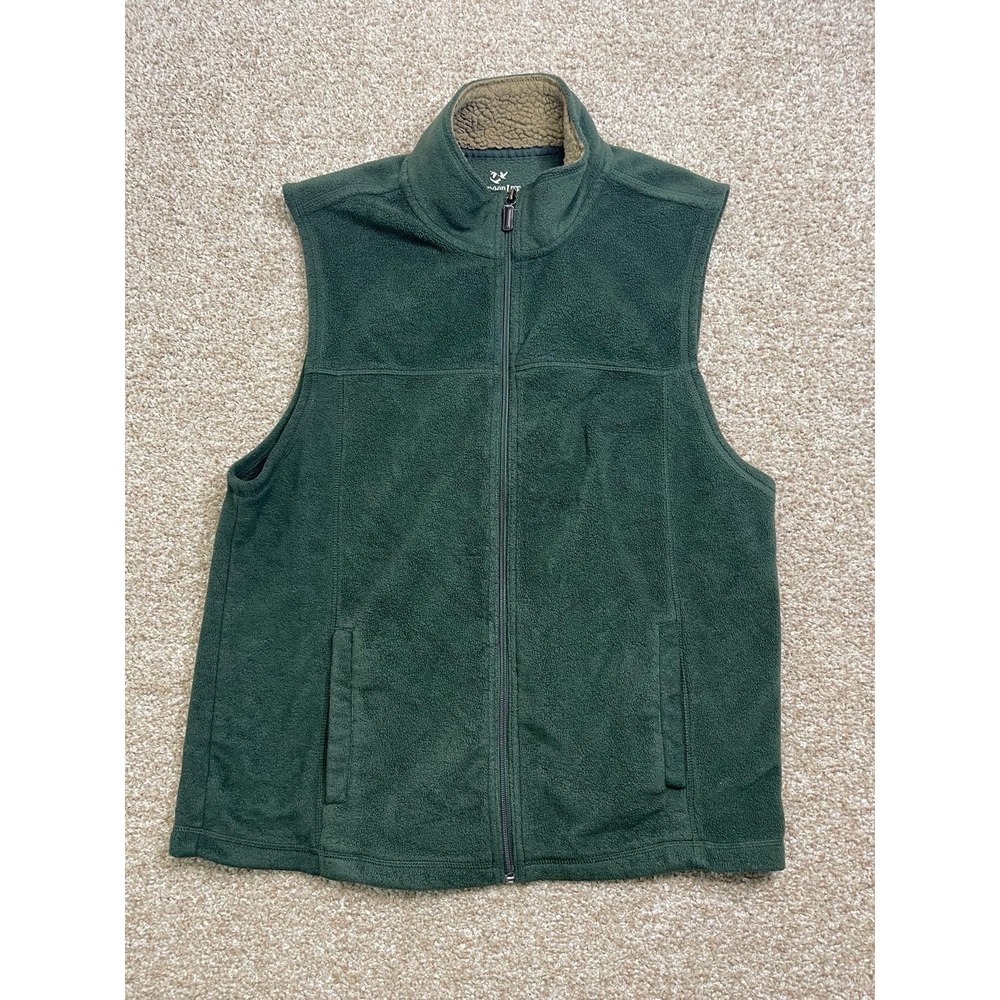 Outdoor Life Fleece Vest Mens Large Green Sleeveless Soft Sherpa Collar Full Zi